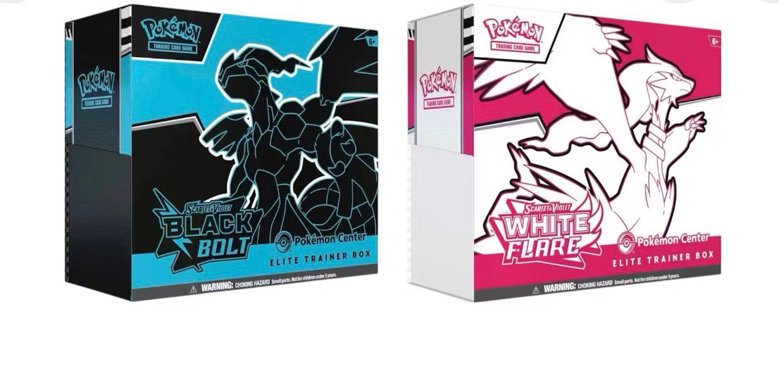 2025 Pokémon Scarlet & Violet Black Bolt & White Flare Pokemon Center Elite Trainer Box